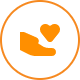 ícone mão com coração