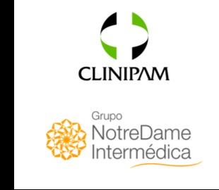 Logos da Clinipam e do Grupo NotreDame Intermédica, simbolizando a aquisição da Clinipam pelo Grupo NotreDame Intermédica e a expansão para a região Sul.